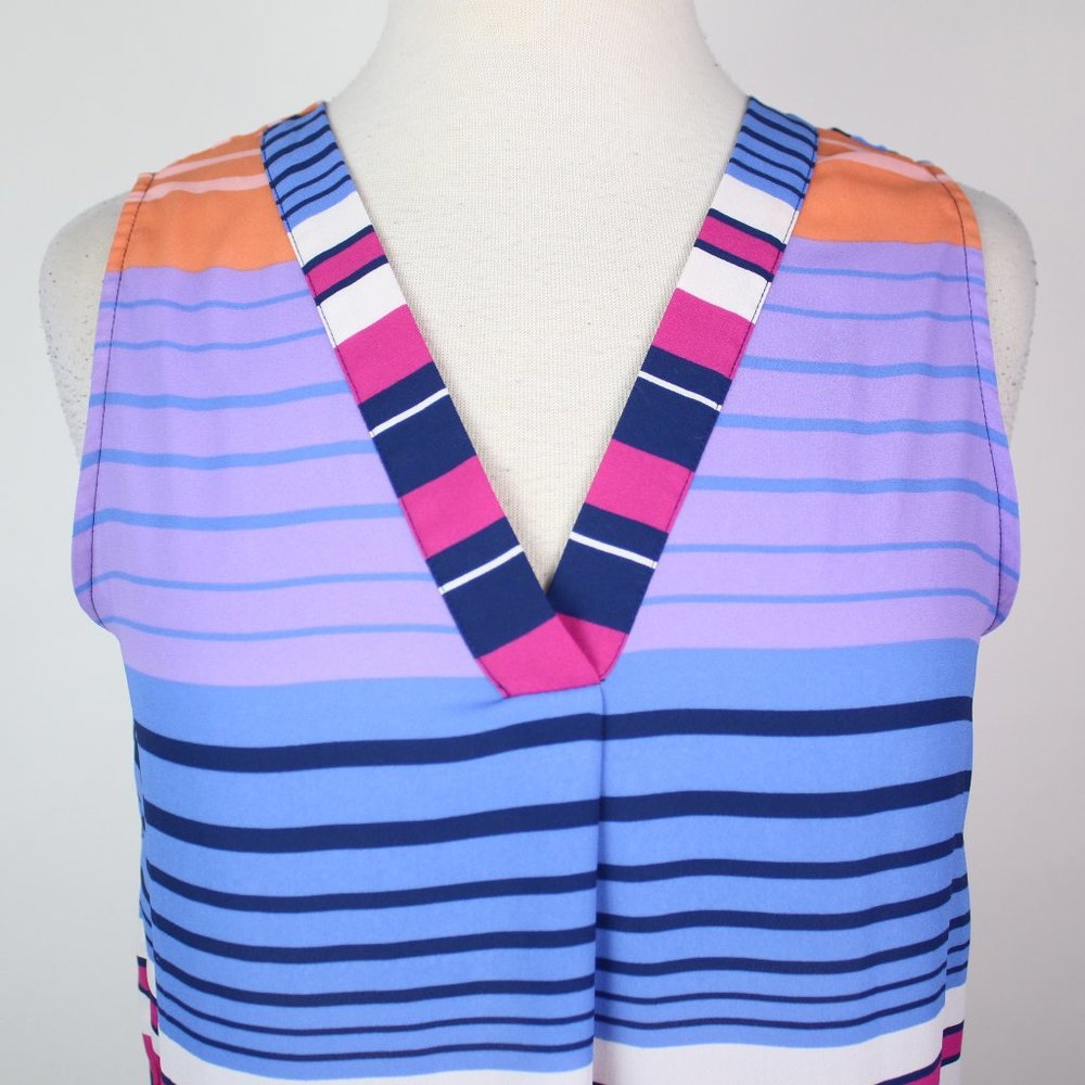 Jones & Co Jones New York Womens Small Colorblock Striped Sleeveless Blouse Top - Picture 3 of 4